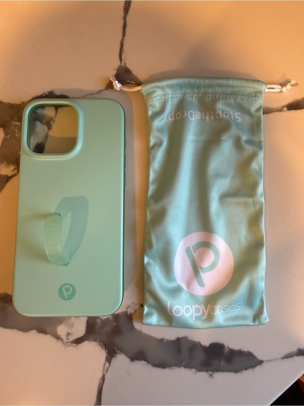 Loopy Case 16 Pro Max Mint Phone Case with Loop and Matching Dust Bag